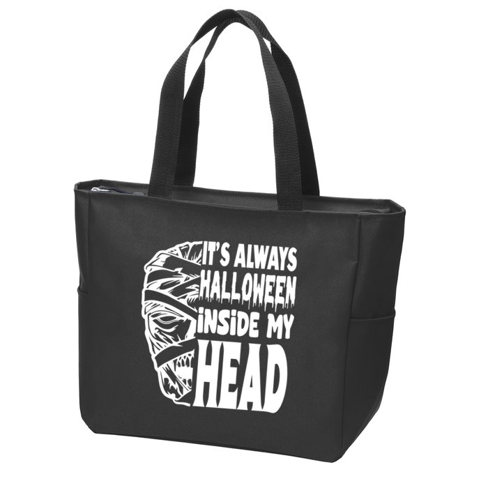 Its Always Halloween Inside My Head Zombie Zip Tote Bag