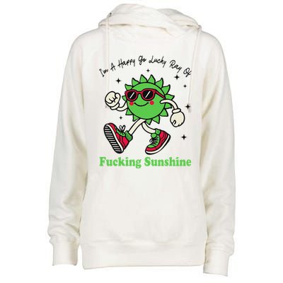 IM A Happy Go Lucky Ray Of Fucking Sunshine With Sunglasses Womens Funnel Neck Pullover Hood