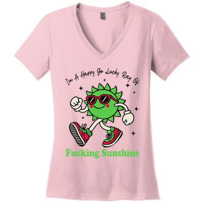 IM A Happy Go Lucky Ray Of Fucking Sunshine With Sunglasses Women's V-Neck T-Shirt