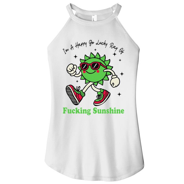 IM A Happy Go Lucky Ray Of Fucking Sunshine With Sunglasses Women's Perfect Tri Rocker Tank