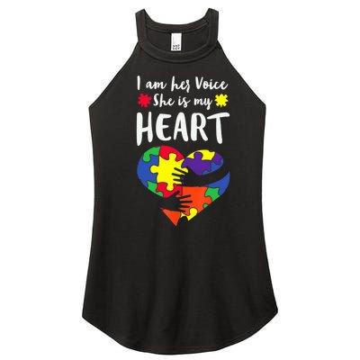 I Am Her Voice She IS My Heart Autism Awareness Women’s Perfect Tri Rocker Tank