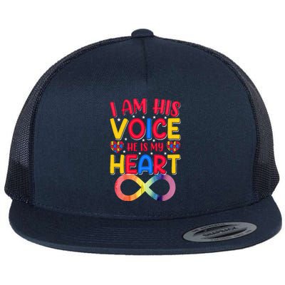 I Am His Voice He Is My Heart Flat Bill Trucker Hat