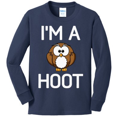 Im A Hoot Owl Pun Funny Jokes Sarcastic Sayings Kids Long Sleeve Shirt