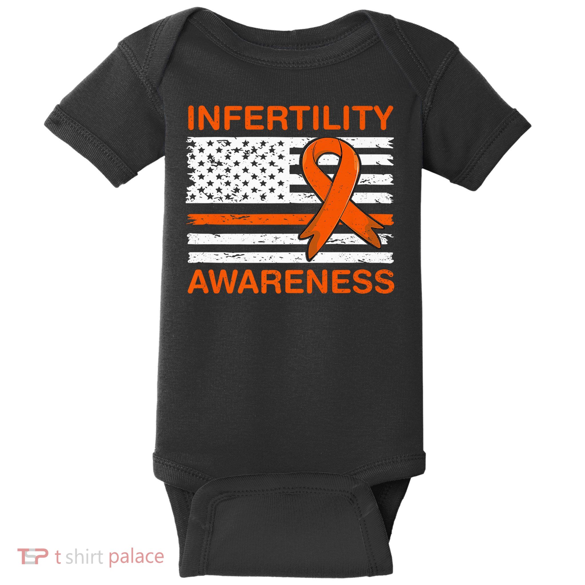 Infertility Awareness Heart Orange Ribbon IVF Transfer Day Baby Bodysuit