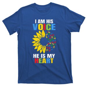 I Am His Voice He Is My Heart Autism Awareness Autism Mom T-Shirt