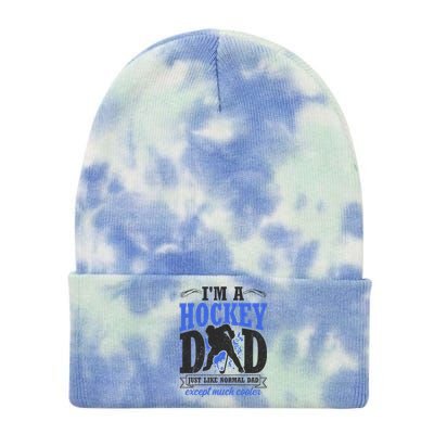 Im A Hockey Dad Just Like A Normal Dad Except Much Cooler Cool Gift Tie Dye 12in Knit Beanie