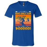 I Am Here Only For The Boooo Vintage Halloween Pumpkin Gift V-Neck T-Shirt