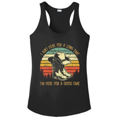 I Ain't Here For A Long Time I'm Here For A Good Time Ladies PosiCharge Competitor Racerback Tank