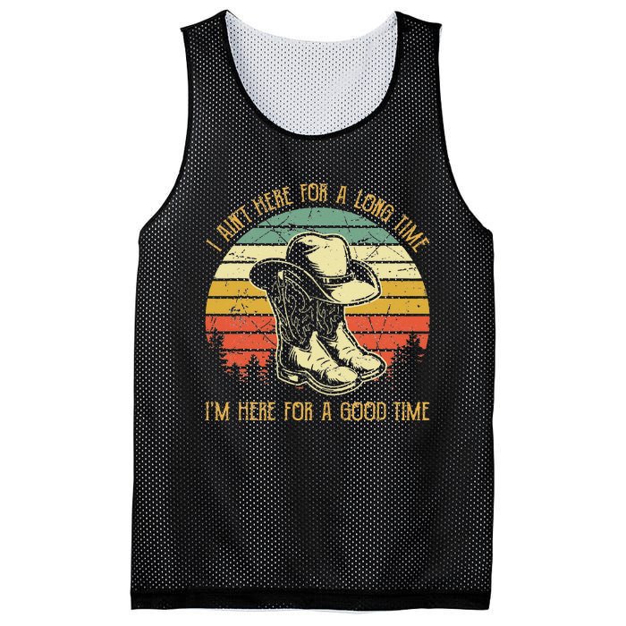 I Ain't Here For A Long Time I'm Here For A Good Time Mesh Reversible Basketball Jersey Tank