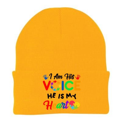 I Am His Voice He Is My Heart Autism Awareness Knit Cap Winter Beanie