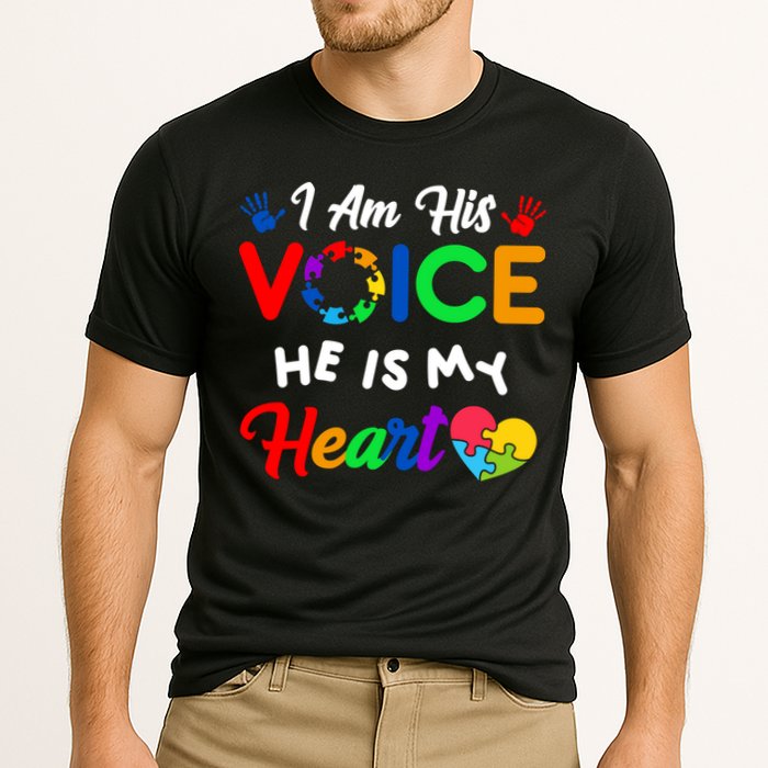 I Am His Voice He Is My Heart Autism Awareness Cooling Performance Crew T-Shirt