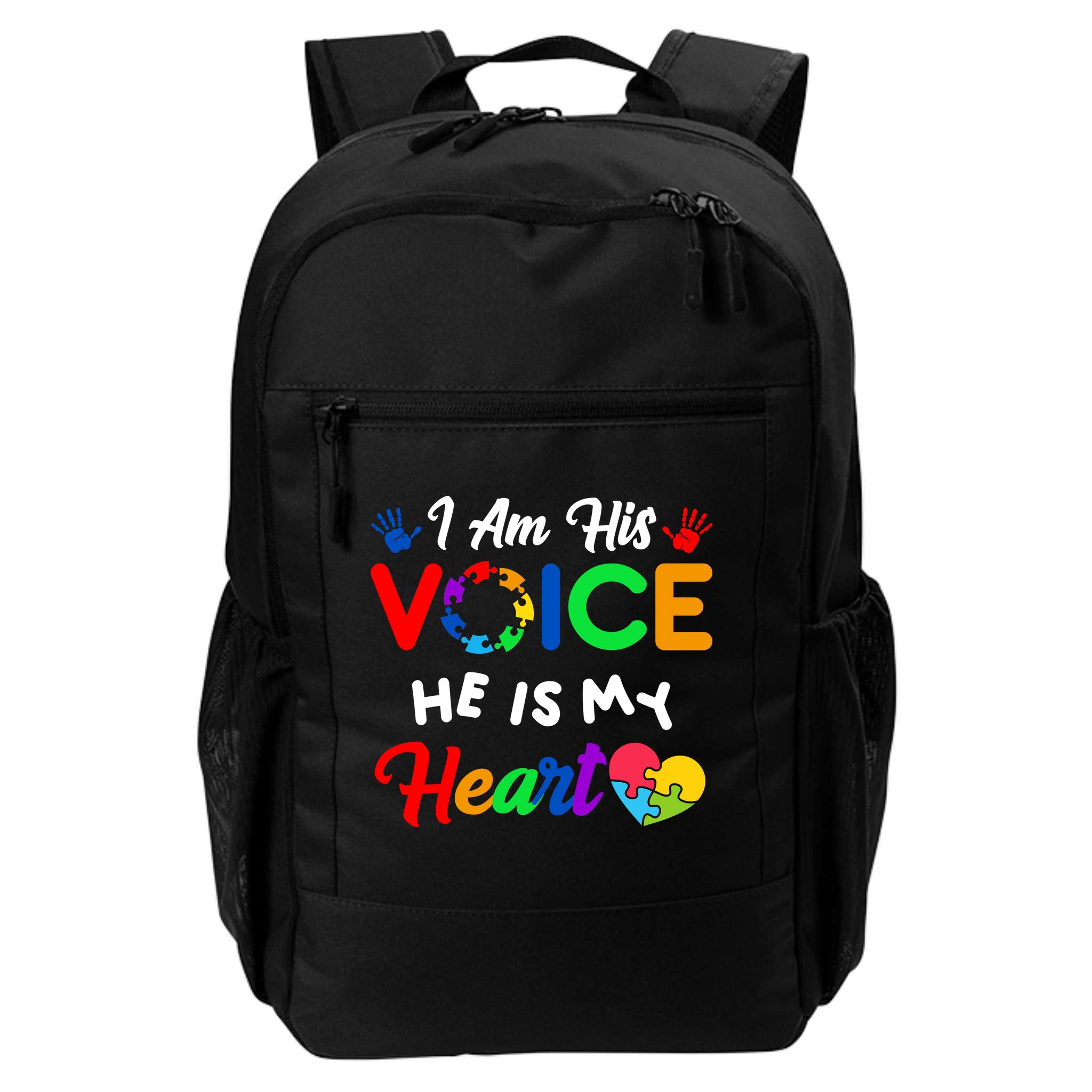 I Am His Voice He Is My Heart Autism Awareness Backpack