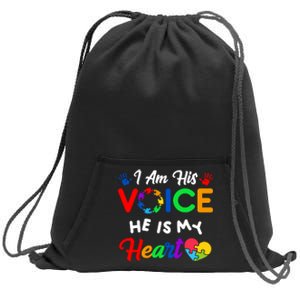 I Am His Voice He Is My Heart Autism Awareness Sweatshirt Cinch Pack Bag