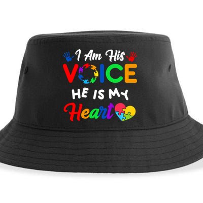 I Am His Voice He Is My Heart Autism Awareness Sustainable Bucket Hat