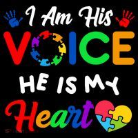 I Am His Voice He Is My Heart Autism Awareness Button
