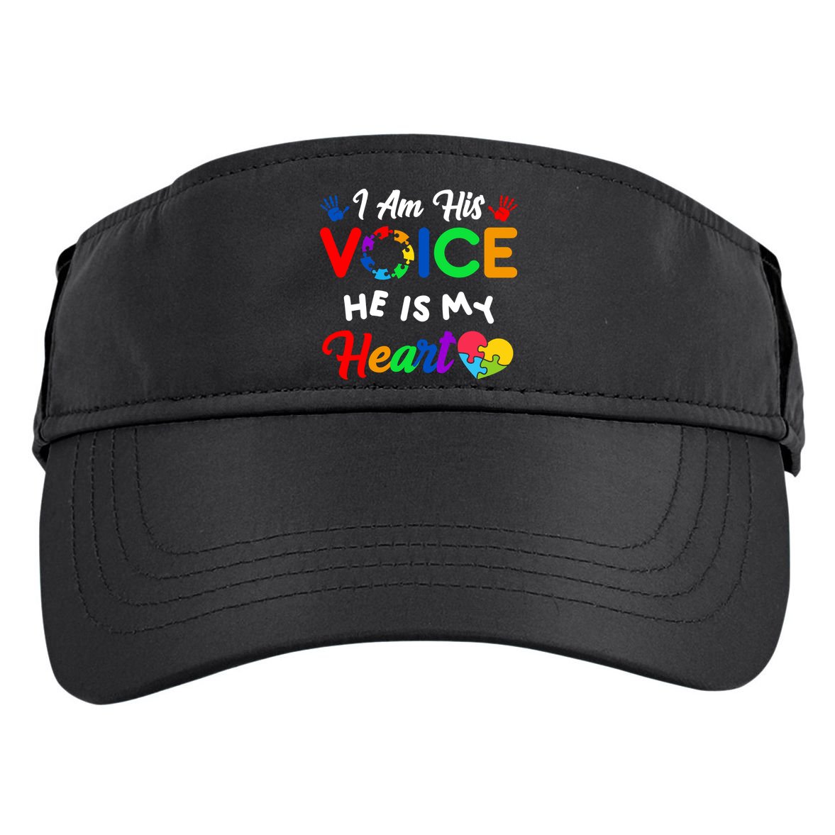 I Am His Voice He Is My Heart Autism Awareness Adult Drive Performance Visor