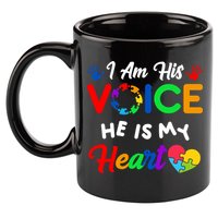 I Am His Voice He Is My Heart Autism Awareness 11oz C Handle Ceramic Mug