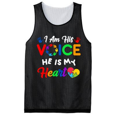 I Am His Voice He Is My Heart Autism Awareness Mesh Reversible Basketball Jersey Tank