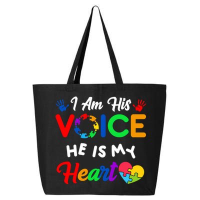 I Am His Voice He Is My Heart Autism Awareness 25L Jumbo Tote