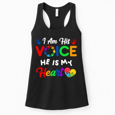 I Am His Voice He Is My Heart Autism Awareness Womens Tank Top