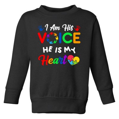 I Am His Voice He Is My Heart Autism Awareness Toddler Sweatshirt