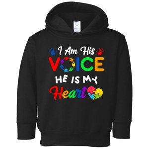 I Am His Voice He Is My Heart Autism Awareness Toddler Hoodie