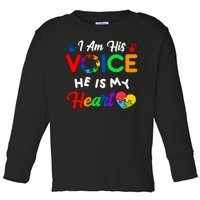 I Am His Voice He Is My Heart Autism Awareness Toddler Long Sleeve Shirt