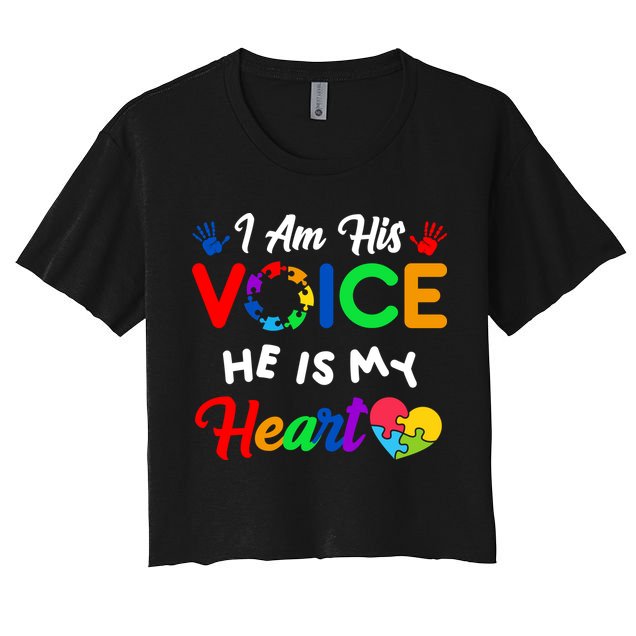 I Am His Voice He Is My Heart Autism Awareness Crop Top