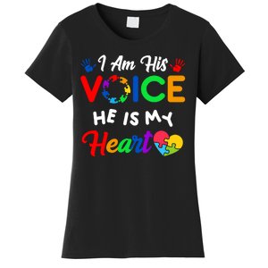 I Am His Voice He Is My Heart Autism Awareness Women's T-Shirt