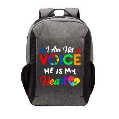 I Am His Voice He Is My Heart Autism Awareness Vector Backpack
