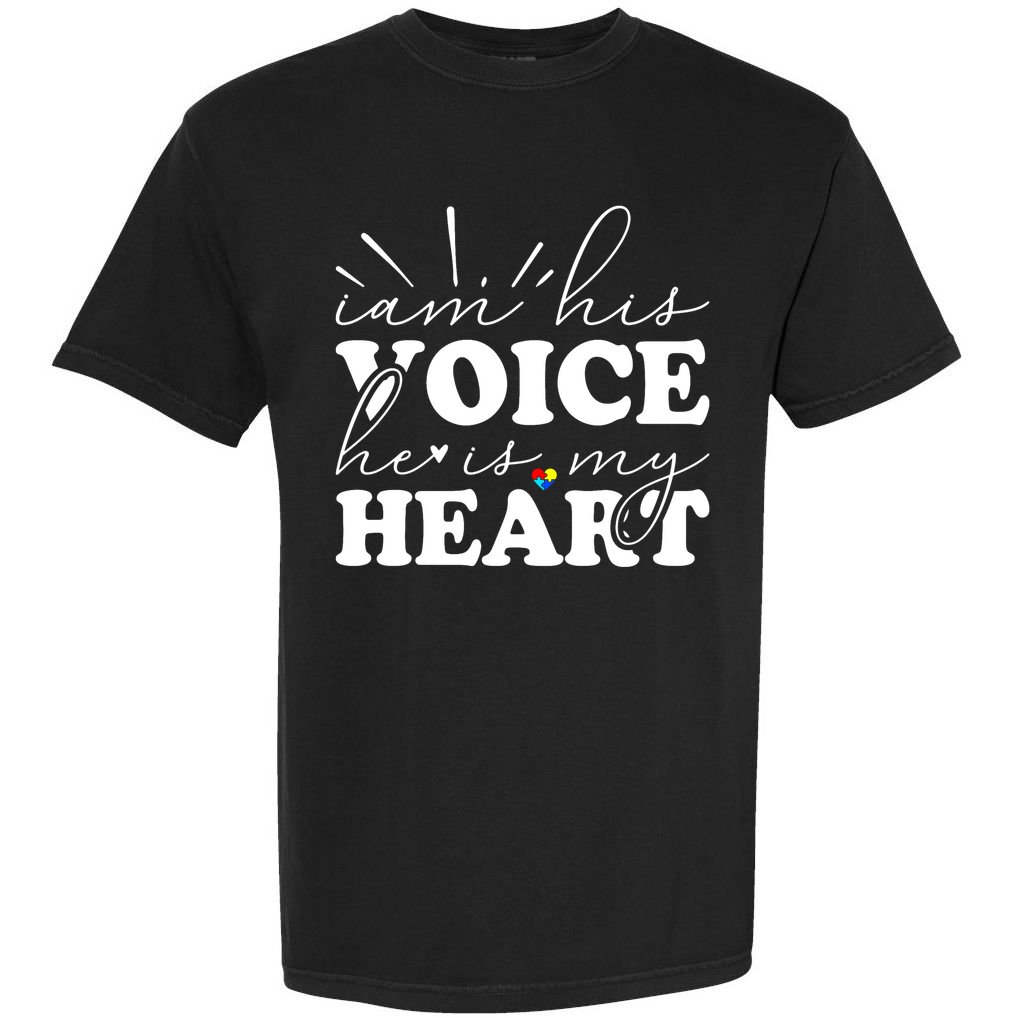 I Am His Voice He Is My Heart Autism Awareness Comfort Colors T-Shirt