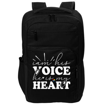 I Am His Voice He Is My Heart Autism Awareness Impact Tech Backpack