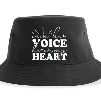 I Am His Voice He Is My Heart Autism Awareness Sustainable Bucket Hat