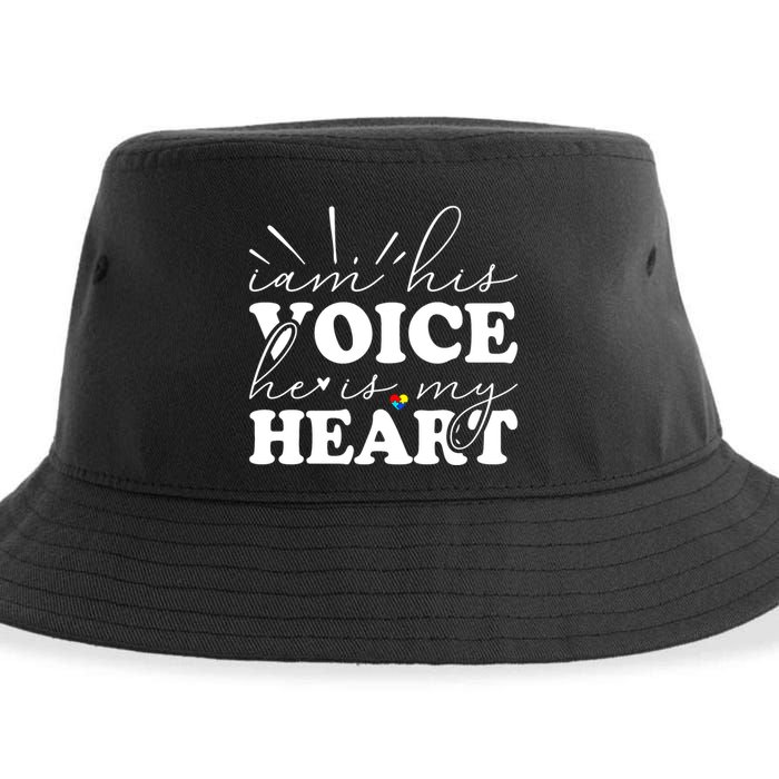 I Am His Voice He Is My Heart Autism Awareness Sustainable Bucket Hat