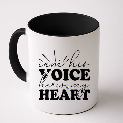 I Am His Voice He Is My Heart Autism Awareness Mug