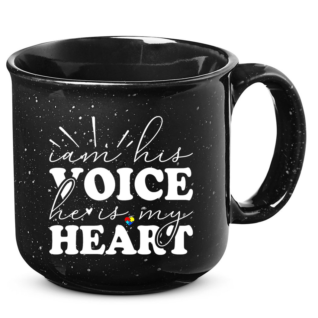 I Am His Voice He Is My Heart Autism Awareness 15oz Campfire Ceramic Mug