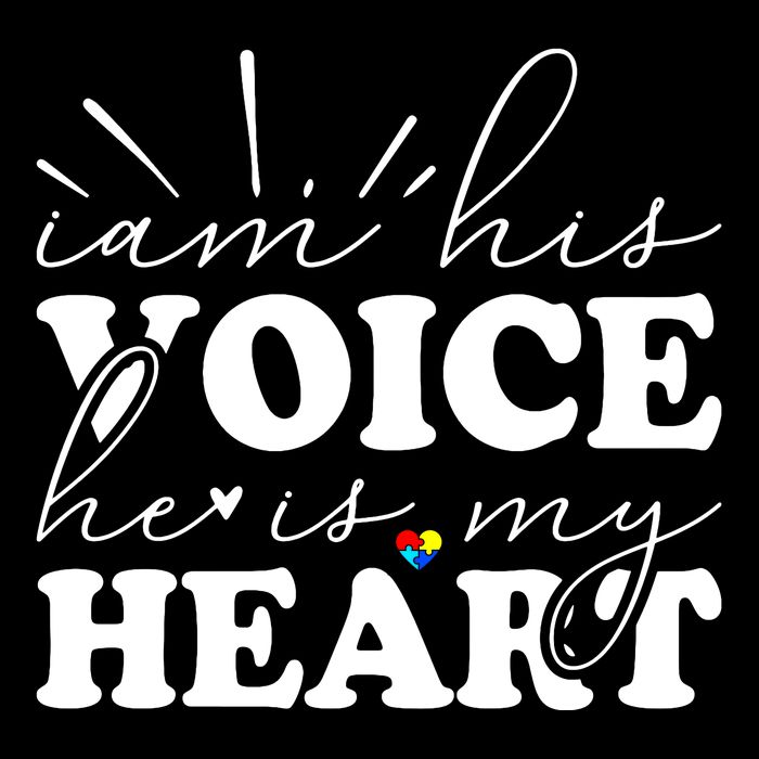 I Am His Voice He Is My Heart Autism Awareness Drawstring Bag
