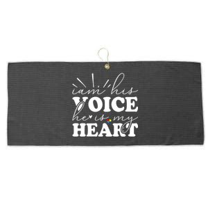 I Am His Voice He Is My Heart Autism Awareness Large Microfiber Waffle Golf Towel