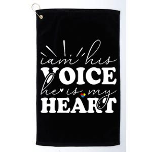 I Am His Voice He Is My Heart Autism Awareness Platinum Collection Golf Towel