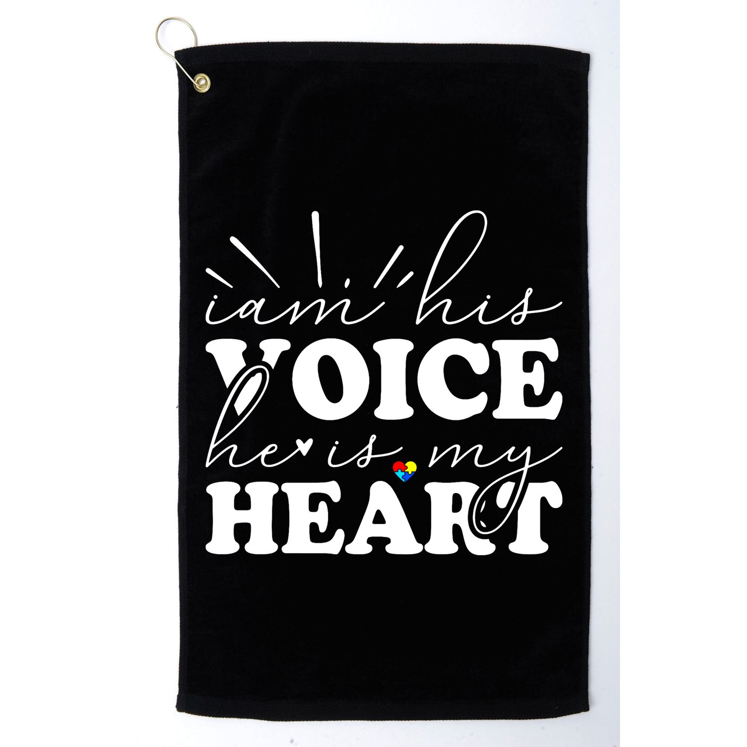 I Am His Voice He Is My Heart Autism Awareness Golf Towel