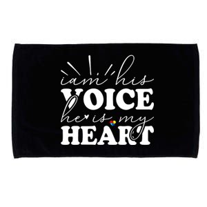 I Am His Voice He Is My Heart Autism Awareness Microfiber Hand Towel