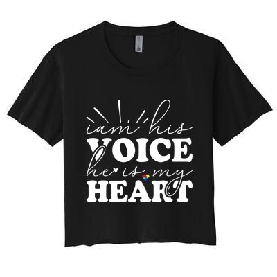 I Am His Voice He Is My Heart Autism Awareness Crop Top