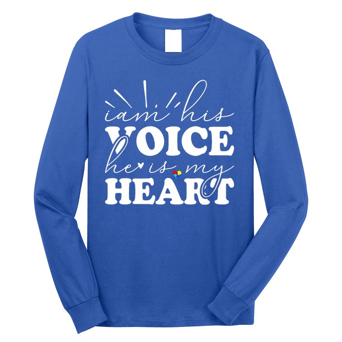 I Am His Voice He Is My Heart Autism Awareness Long Sleeve Shirt