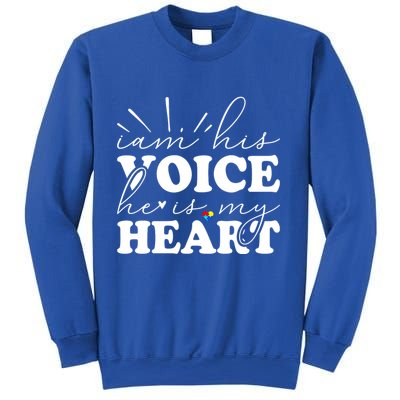 I Am His Voice He Is My Heart Autism Awareness Sweatshirt