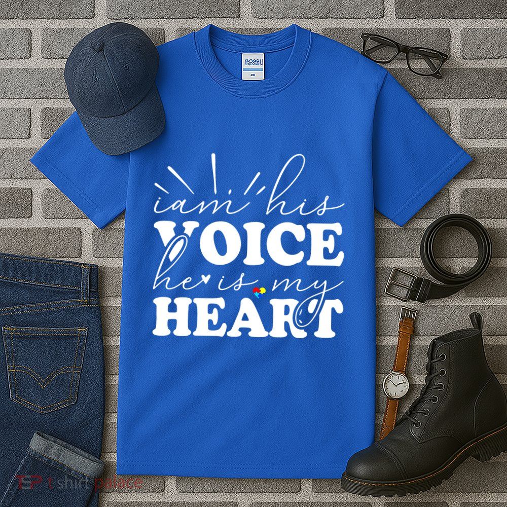 I Am His Voice He Is My Heart Autism Awareness Tall T-Shirt