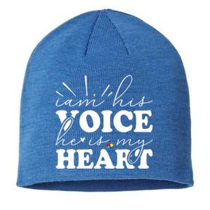 I Am His Voice He Is My Heart Autism Awareness Sustainable Beanie