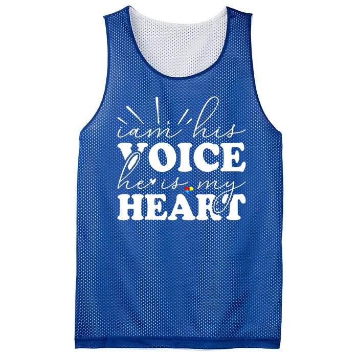 I Am His Voice He Is My Heart Autism Awareness Mesh Reversible Basketball Jersey Tank