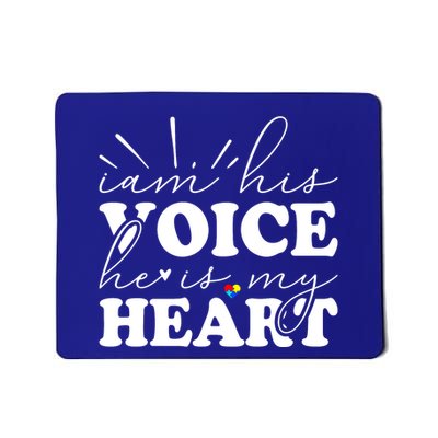 I Am His Voice He Is My Heart Autism Awareness Mousepad
