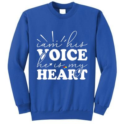 I Am His Voice He Is My Heart Autism Awareness Tall Sweatshirt