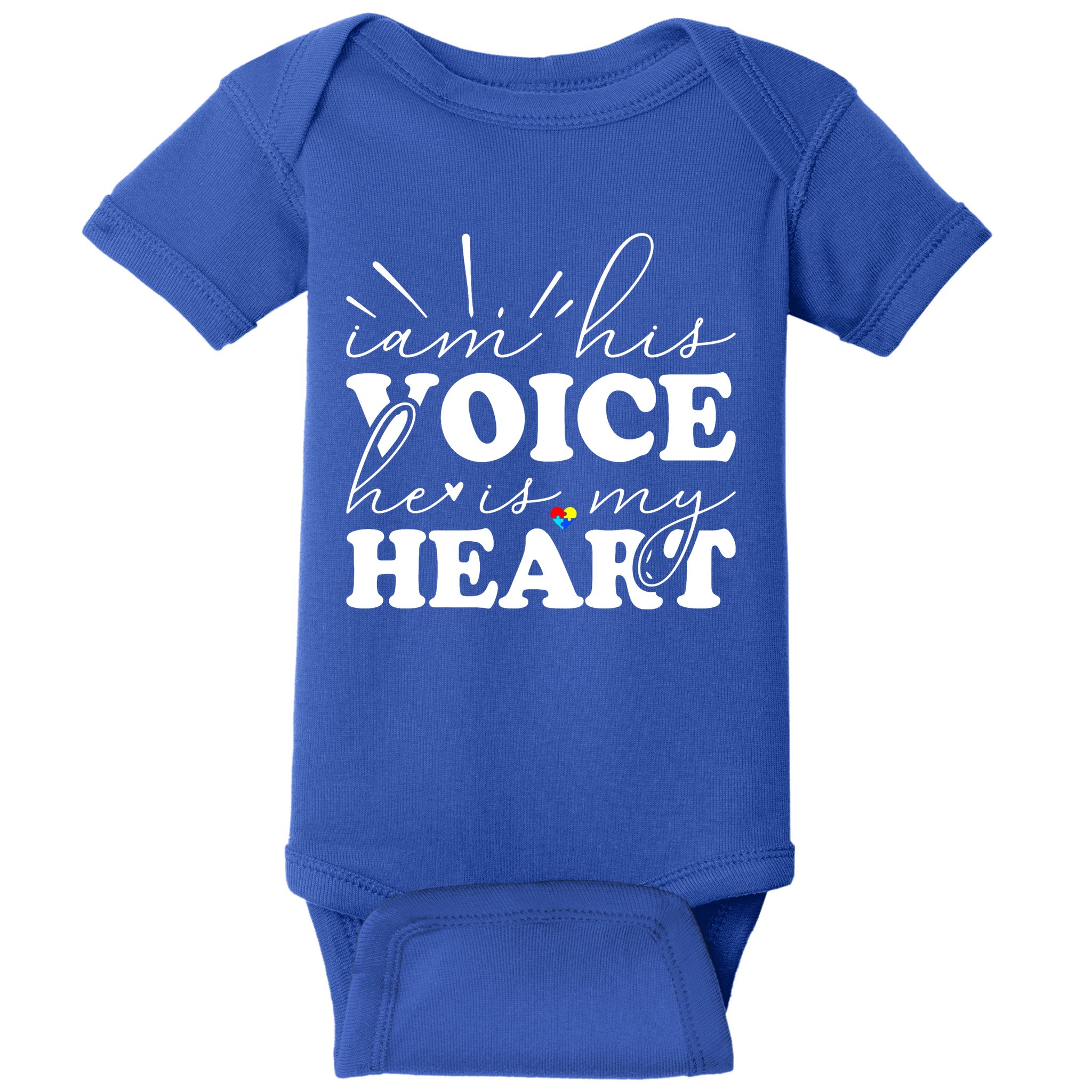 I Am His Voice He Is My Heart Autism Awareness Baby Bodysuit